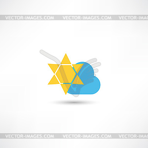 Sun and clouds icon - vector clipart