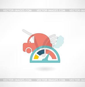 Car and speedometer icon - vector image