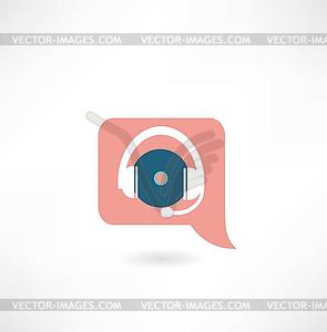 Headphones with disk icon - vector clipart