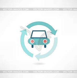 Car icon with arrows - vector image