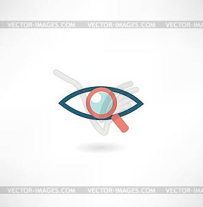 Eye with magnifying glass icon - vector image