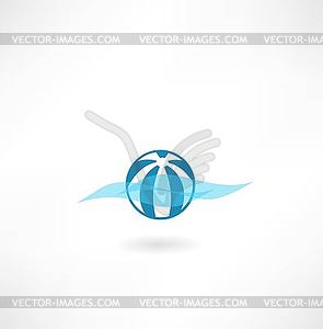 Ball icon in sea - vector image