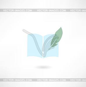 Book with quill pen icon - vector clipart / vector image