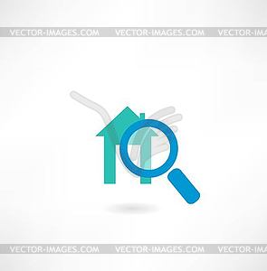 House under magnifying glass icon - vector image