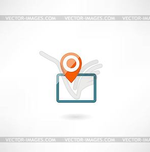 Tablet with navigation icon - vector clip art