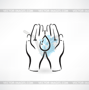 PROTECTING hands ecology icon - vector clipart
