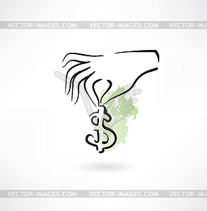 Hand holding money icon - vector clip art
