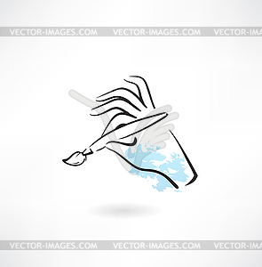 Hand with brush icon - vector image