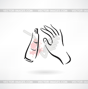 Hands and cream icon - vector clipart