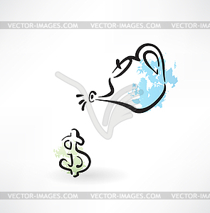 Dolar watering can icon - vector clip art