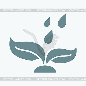 Plant and water drop icon - vector image