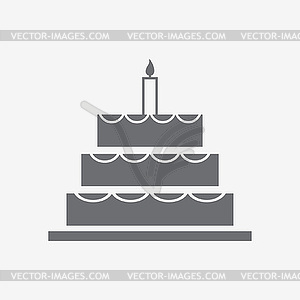 Cake with candle icon - vector image