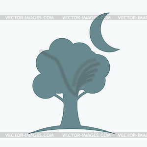 Tree and moon icons - vector image