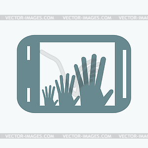 Smartphone with hands icon - vector image