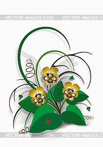 Delicate bouquet of yellow pansies on  white background - vector clipart