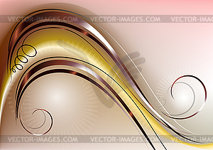 Yellow mesh gradient wave covered with copper strips - vector image