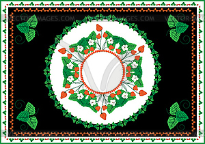 Collection of frames and ornaments with strawberries an - vector clipart