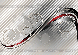 Red and silver wavy stripes on light striped background - vector clipart / vector image