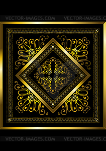 Gold frame with openwork ornament - vector clip art