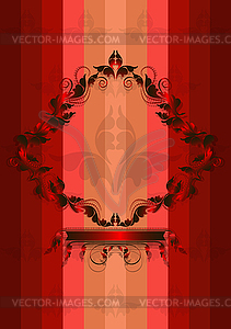 Red vintage frame on the  multicolored striped backgrou - vector clipart / vector image