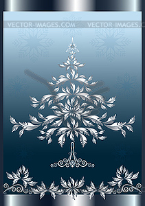  Christmas silver fir tree in frame. - vector clipart