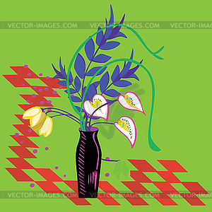 Flowers in vase - vector clipart
