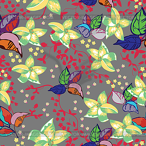 Cute floral seamless pattern background - vector clipart