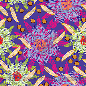 Decorative flowers - seamless pattern - vector clip art