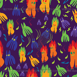 Monsters- seamless pattern - vector EPS clipart