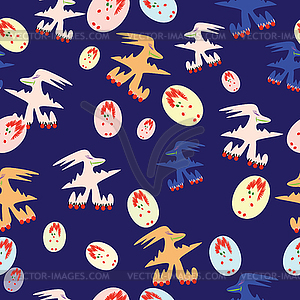 Monsters - seamless pattern - vector image