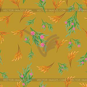 Flowers and leafs - seamless pattern - vector clipart / vector image