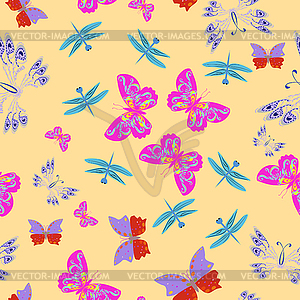 Butterfly - seamless pattern - vector clip art
