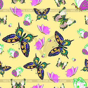 Butterfly - seamless pattern - royalty-free vector clipart