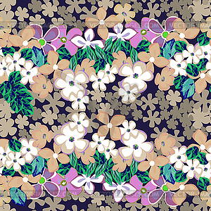Leafs and flowers - seamless pattern - vector clip art