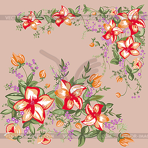 Vector floral seamless pattern with  blooming flowers - vector image