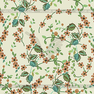 Colorful leafs and flowers - seamless pattern - vector image