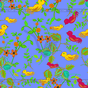 Birds on different branches - vector clipart