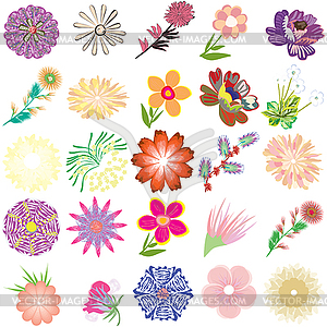 Set of creative flowers - vector image