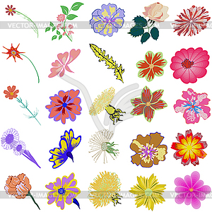 Набор творческих цветы - изображение в векторе / векторный клипарт