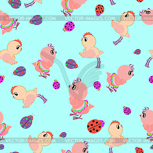  Chickens,seamless pattern - vector image