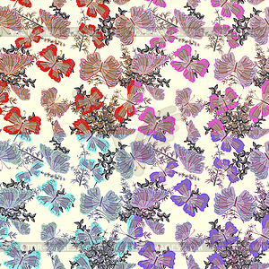 Set of butterflies Seamless pattern  - vector clip art