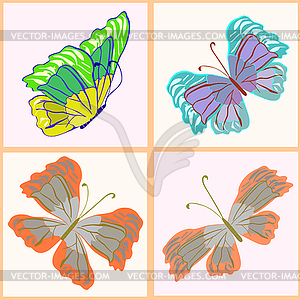 Набор красочных изолированных бабочек - векторный графический клипарт