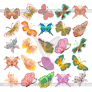 Set of colorful realistic isolated butterflies.Vector i - vector clipart / vector image