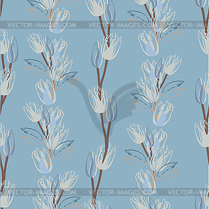 Beautiful spring seamless pattern with tulips - vector clipart
