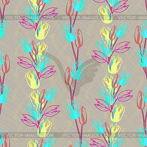  Beautiful spring seamless pattern with tulips - vector clipart