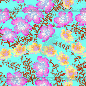  Flowers - seamless pattern - vector image