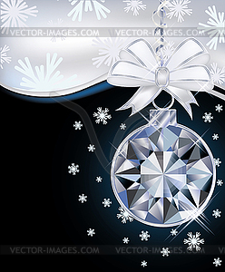 New Year card with diamond christmas ball, vector  - vector image