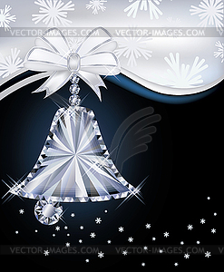 Diamond Christmas bell greeting card, vector - vector clipart