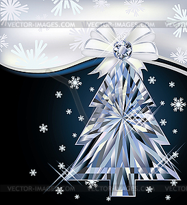 Алмазный Рождественская елка карта с луком, вектор - рисунок в векторе