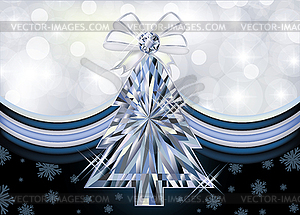 Diamond Christmas tree banner, vector illustration  - vector clipart